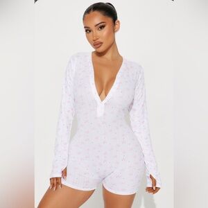Fashion Nova Pink Floral Pajama Romper